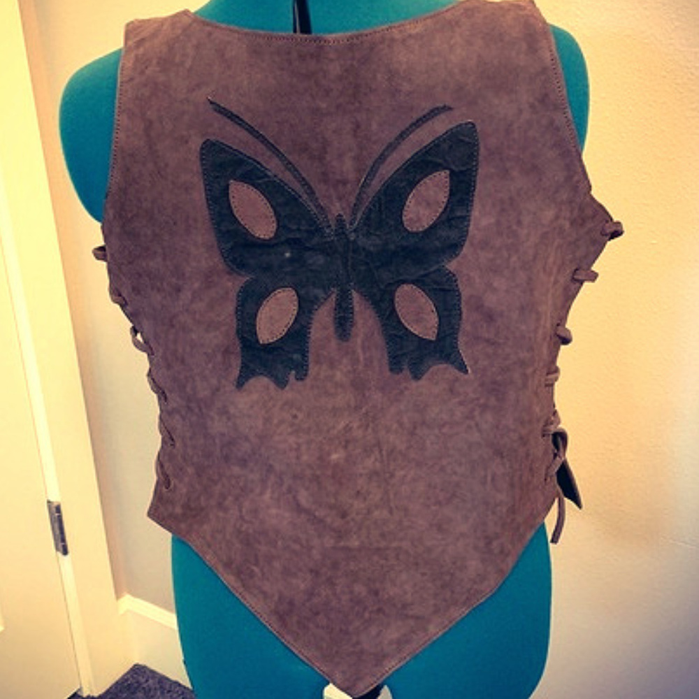 Festival Brown Suede Vest Hippy Boho Fringe Jacket